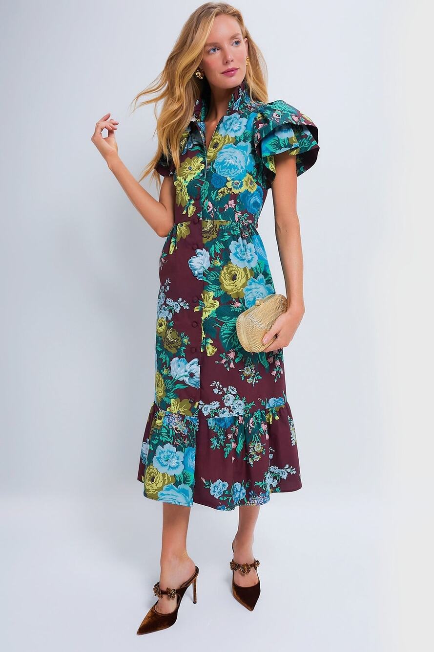 TUCKERNUCK Oxblood Verdant Floral Alice Dress Size M NWT Retail $298 Tuckernuck